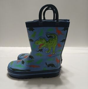 Kids Dinosaur Rain Boots - Blue and Green
